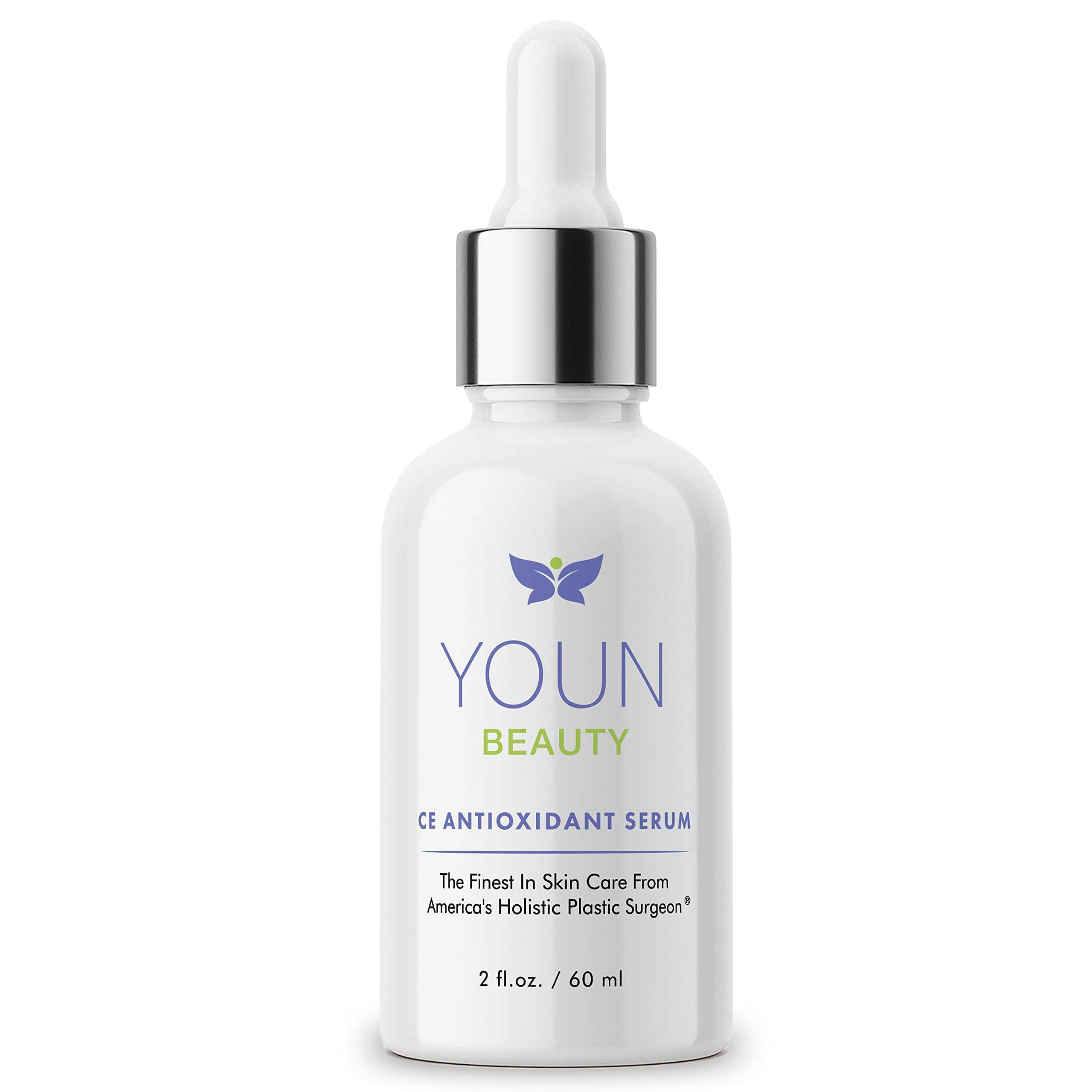 YOUN Beauty 20% Vitamin C Face Serum with Hyaluronic Acid and Ferulic Acid for skin hydration and antioxidant protection