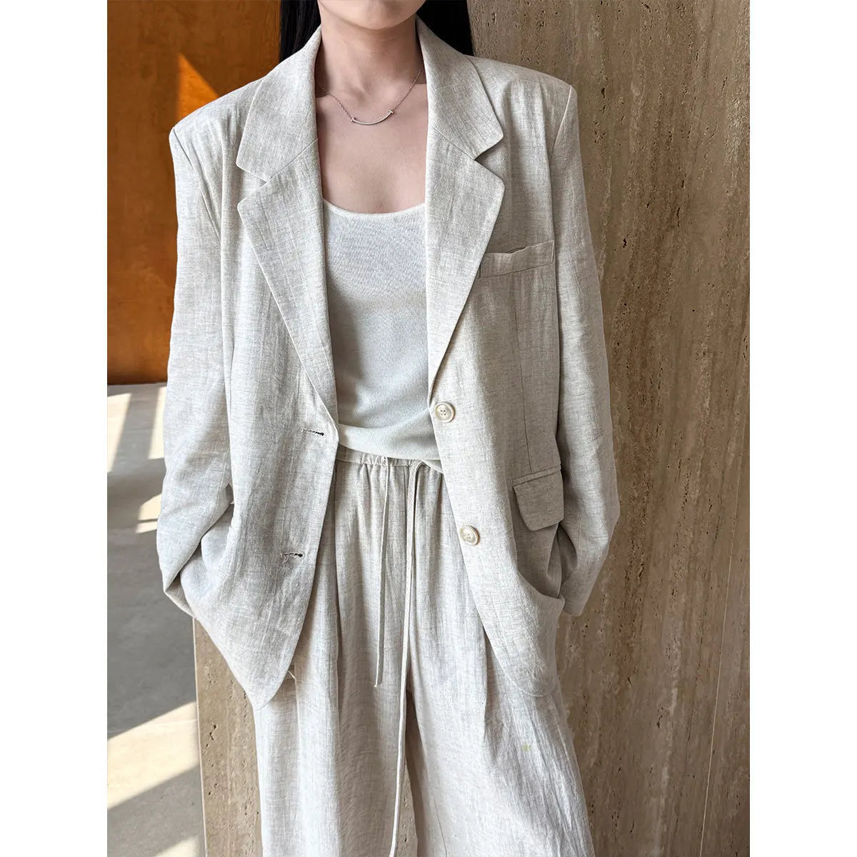 Linen Blazer For Women 2026 Spring Cotton-linen Suit