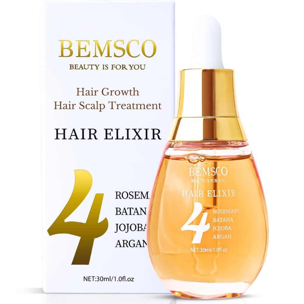 EssenceGrow 4-in-1 Hair Oil Blend bottle with rosemary, batana, jojoba, and argan oils for hair growth and conditioning