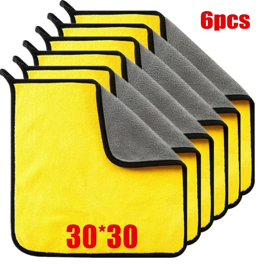 3/5/10Pcs Microfiber Car Wash Towels 30*30CM/30*60cm Double Sided Car Cleaning Drying Cloth for Car Care Kitchen Use