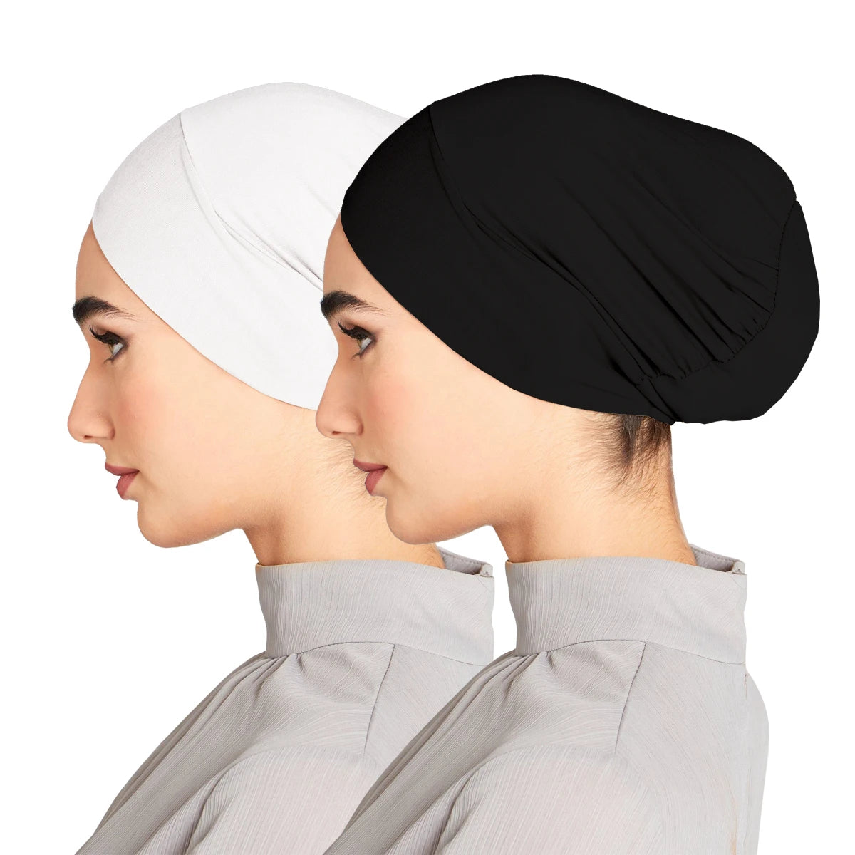 Solid Color Modal Jersey Hijab Scarf Elastic Inner Cap Soft Underscarf Woman Muslim Fashion Bonnet 22*21cm
