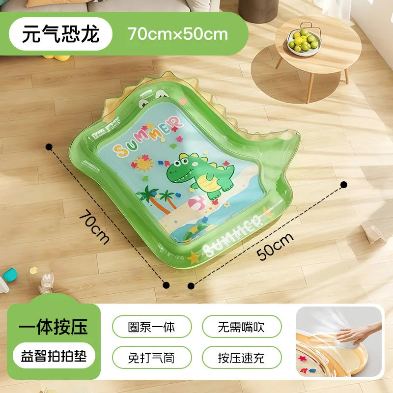 Baby Water Pad Inflatable Cute Cooling Play Pad Foldable Sensory Mat Developmental Activity Center For Toddler Children Boys