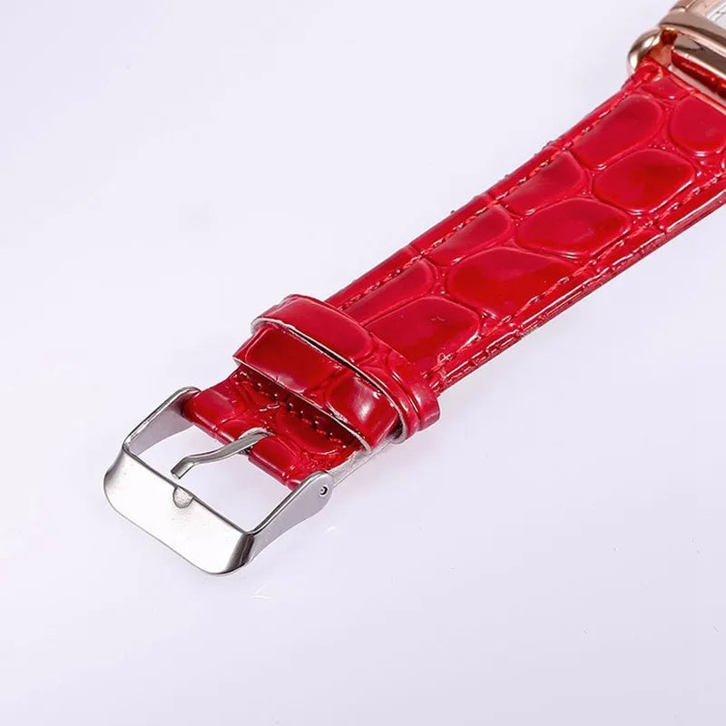 Luxury Metal Rose Gold Square Ladies Quartz Wristwatch