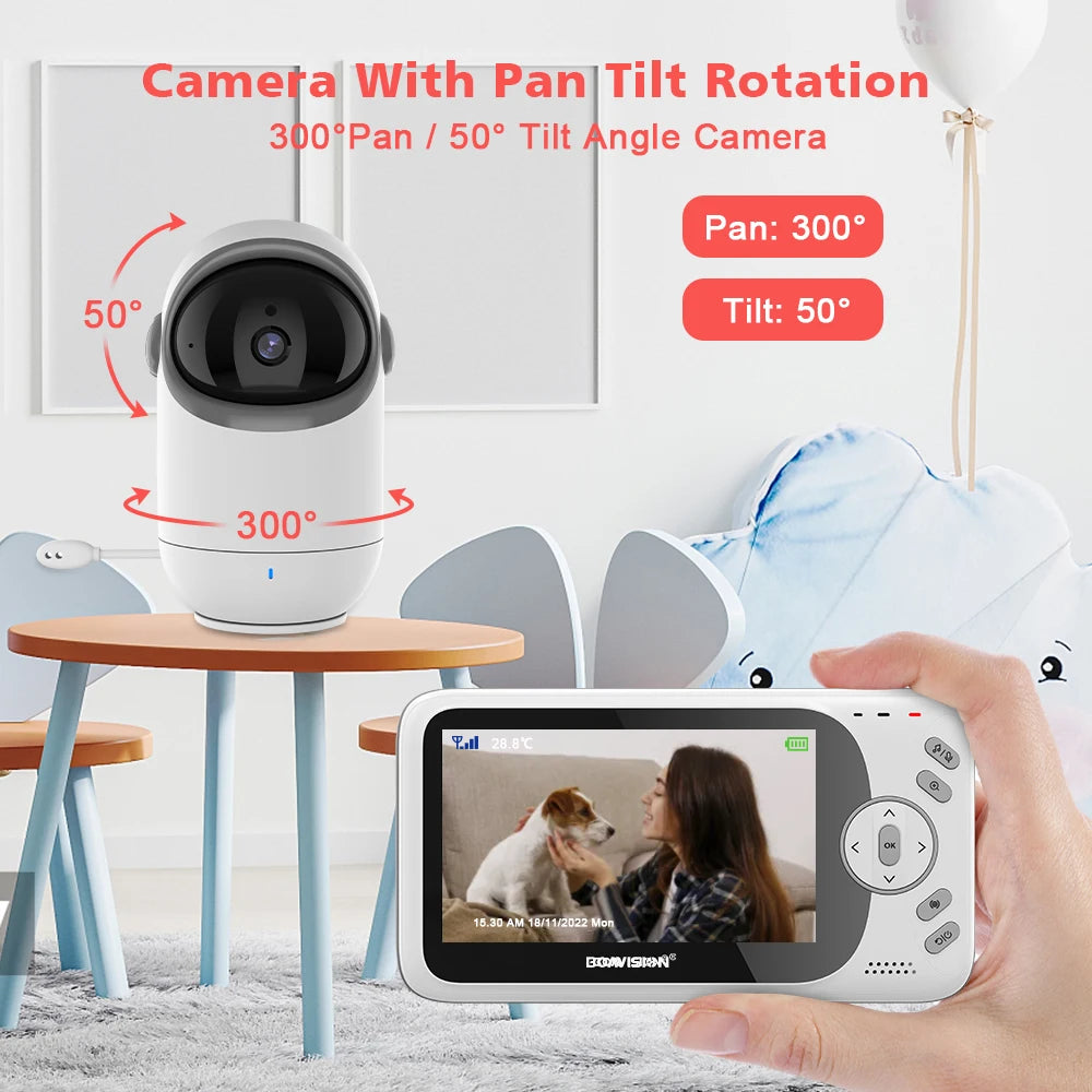 4.3 Inch Video Baby Monitor With Pan Tilt Camera 2.4G Wireless Two Way Audio Night Vision Security Camera Babysitter VB801