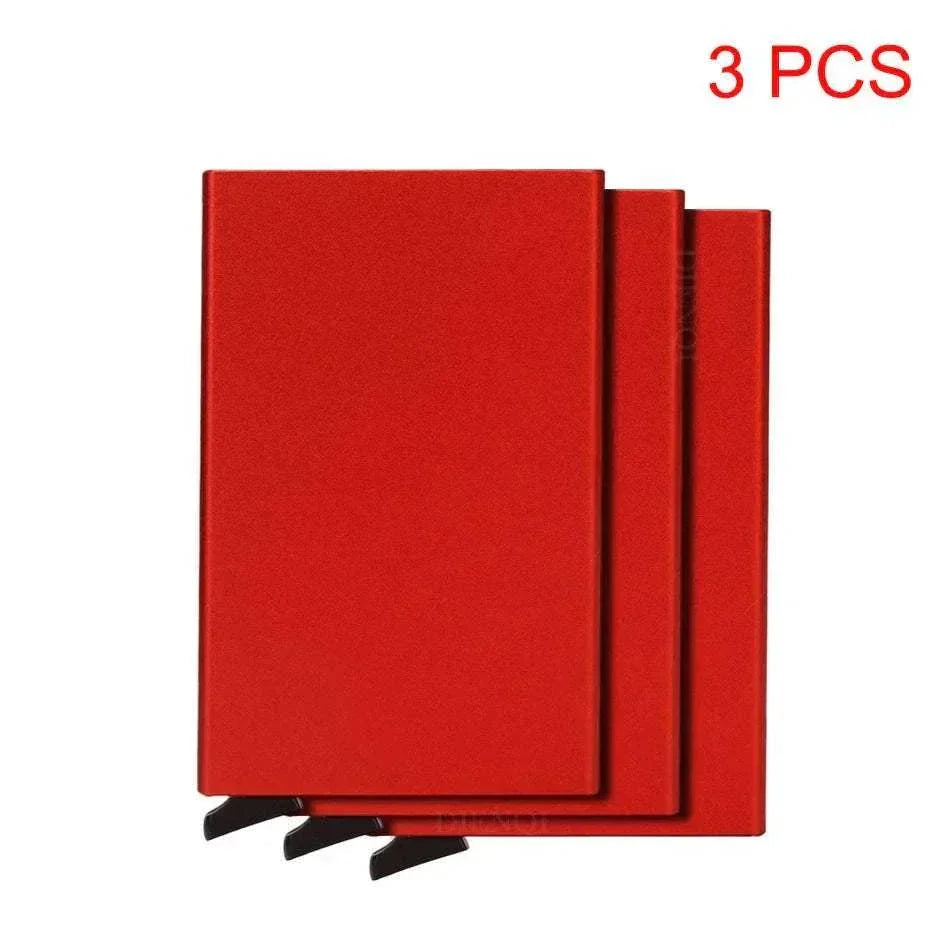 Slim metal RFID credit card holder wallet with pop-up feature for men and women