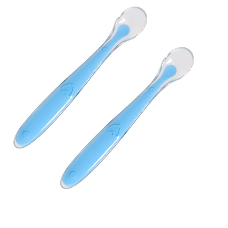 2 Pcs Baby Silicone Spoon