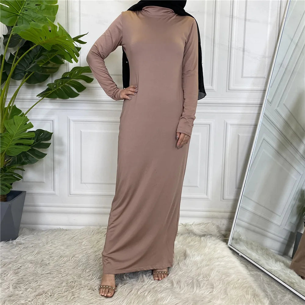 Modest Abaya Femme Casual Vestido Turtle Neck Hijab Inner Dress Muslim For Women Maxi Robe Caftan Turkey Kaftan Islamic Clothing