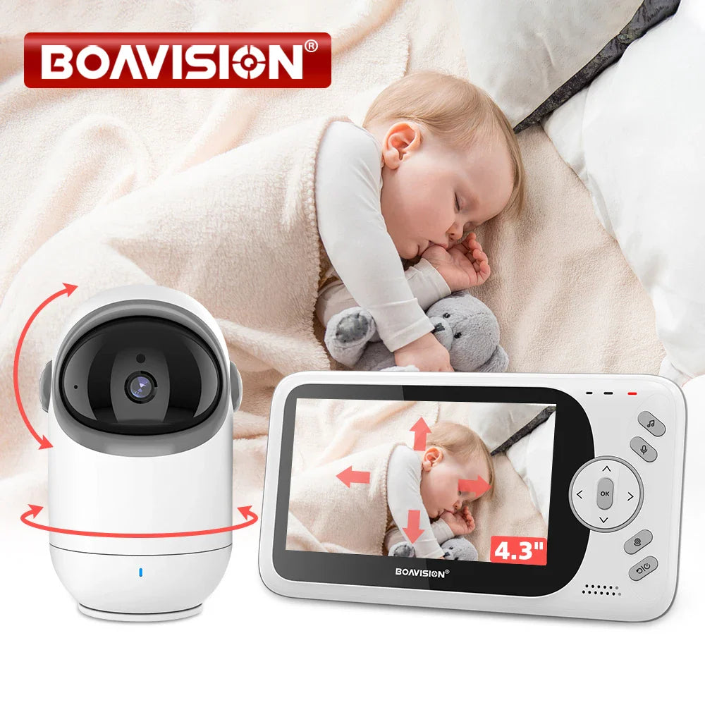 4.3 inch video baby monitor with pan tilt camera and two-way audio display