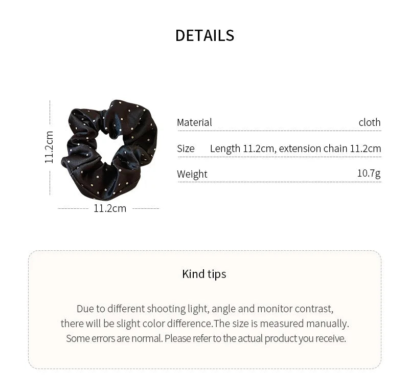 1/2 Pcs Black White Dot Hair Scrunchies Women Girls Simulation Silk Hair Ties Elastic Hair Loop Ponytail Hair Accessories Sets M