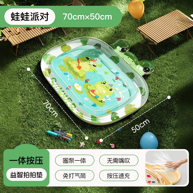 Baby Water Pad Inflatable Cute Cooling Play Pad Foldable Sensory Mat Developmental Activity Center For Toddler Children Boys