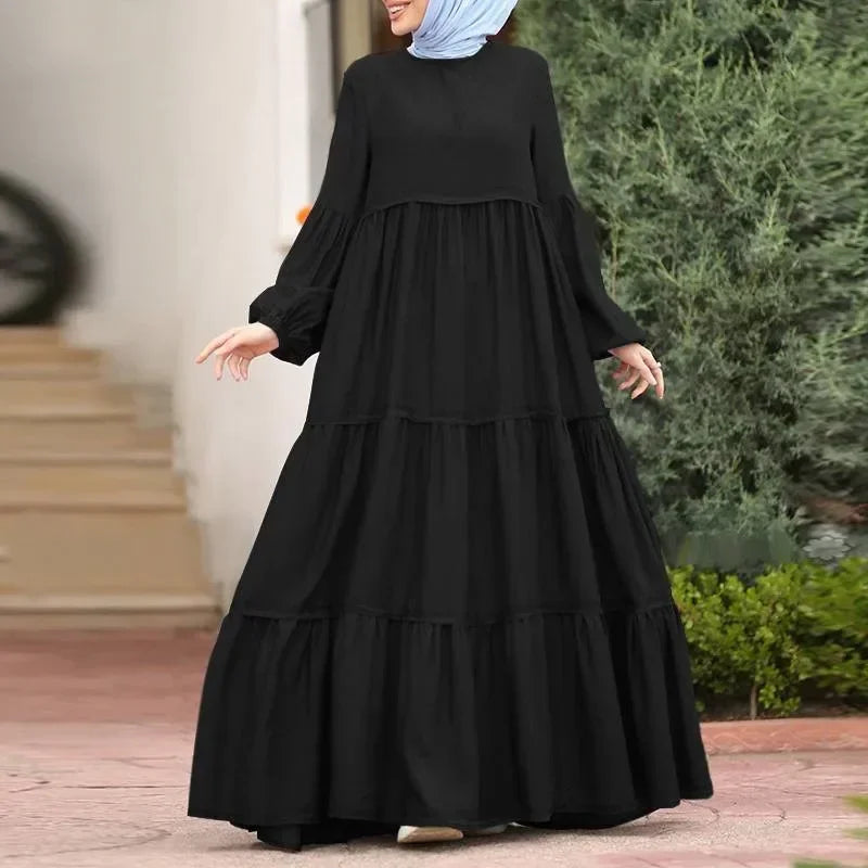 New 2026 Women's Casual Sun Dress Fashion Loose Muslim Dress Abaya Long Sleeve Islam Clothing  Abayas Women Dubai Robe Oversized