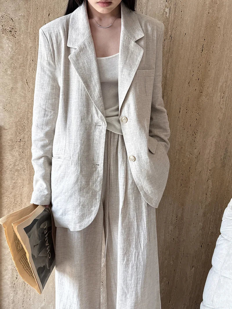 Linen Blazer For Women 2026 Spring Cotton-linen Suit