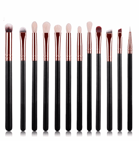 Black Rose Gold 12-piece makeup brush set with sleek design