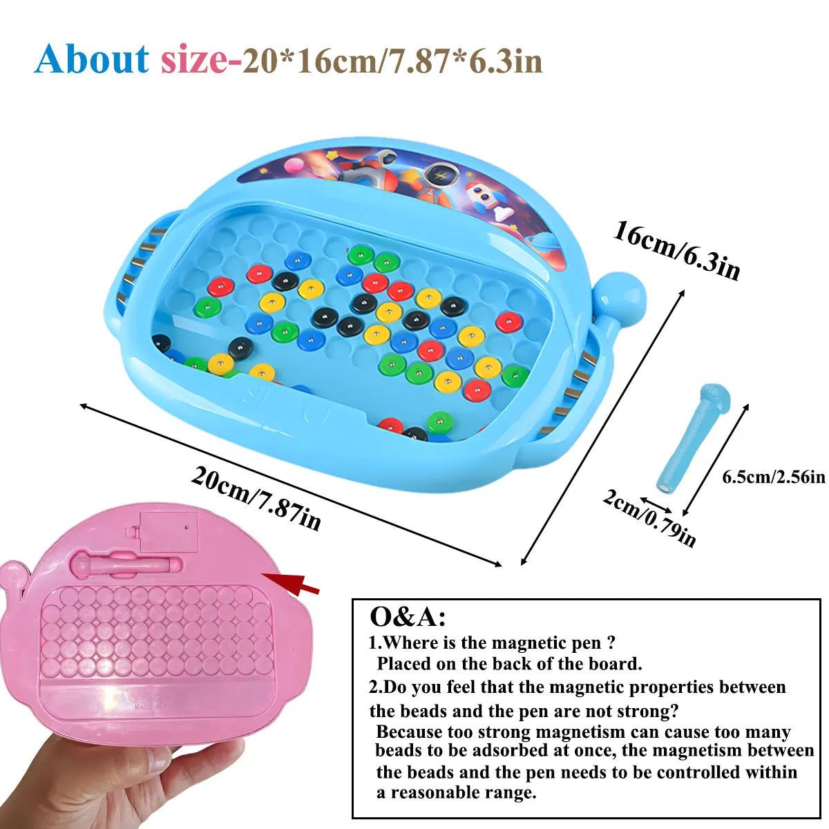 1 PCS Children's Magnetic Doodle Board with Pen & Beads Drawing Toy for 3-8 Years Kids Educational Boy Girl Montessori Gift